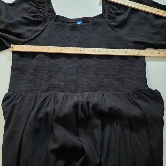 Old Navy Dress Womens 3X Black Square Neck Puff Sleeve Milkmaid Smocked Top Goth - Picture 4 of 13